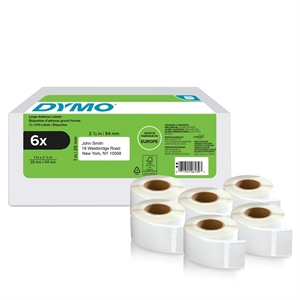 Етикети за връщане Dymo LabelWriter 25 мм x 54 мм, 6 ролки по 500 бр. 