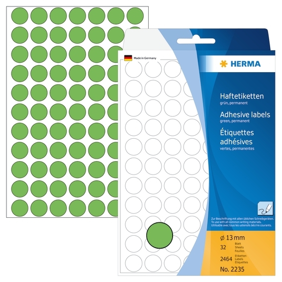 HERMA етикети ръчно ø13 зелени мм, 2464 бр.