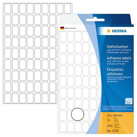 HERMA етикет ръчен 10 x 16 бял мм, 2592 бр.