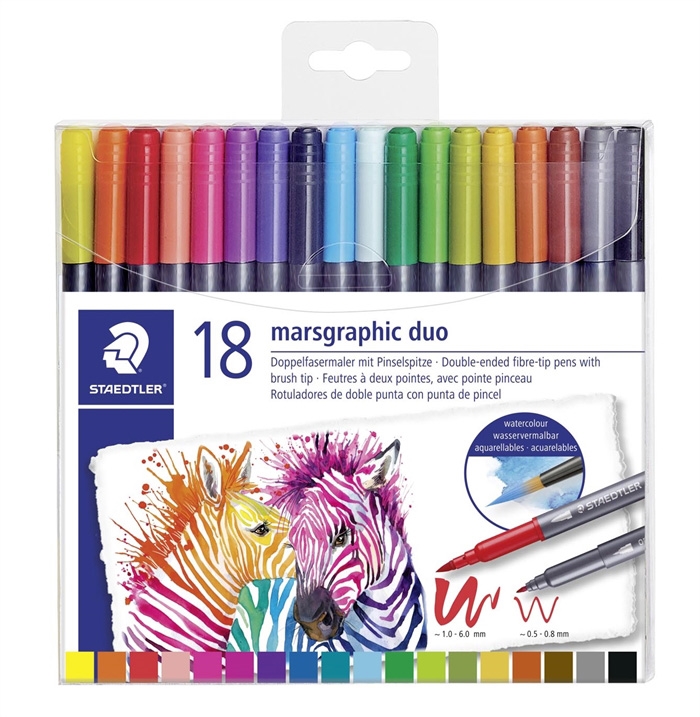 Staedtler Fiberpen Marsgraphic Duo четки-маркери (18)