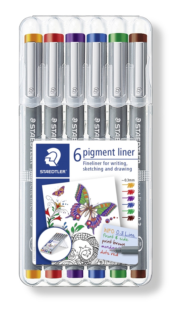 Staedtler Fineliner пигмент лайнер 0,3 мм асортимент (6)