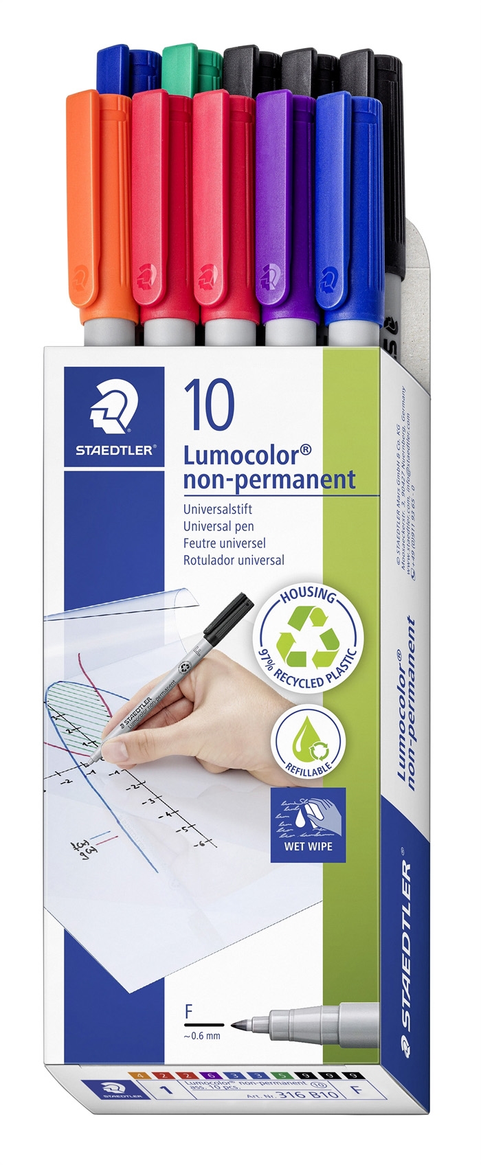 Маркер Staedtler Lumocolor Non-P 0,6мм ass (10)