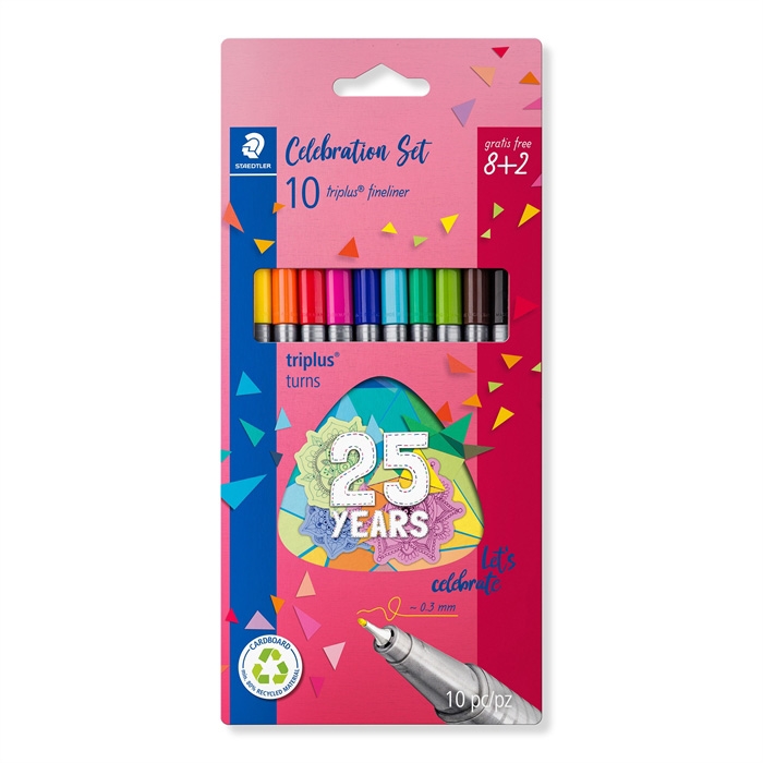 Staedtler Fineliner Triplus 0,3мм 25 бр. асортимент (8+2)