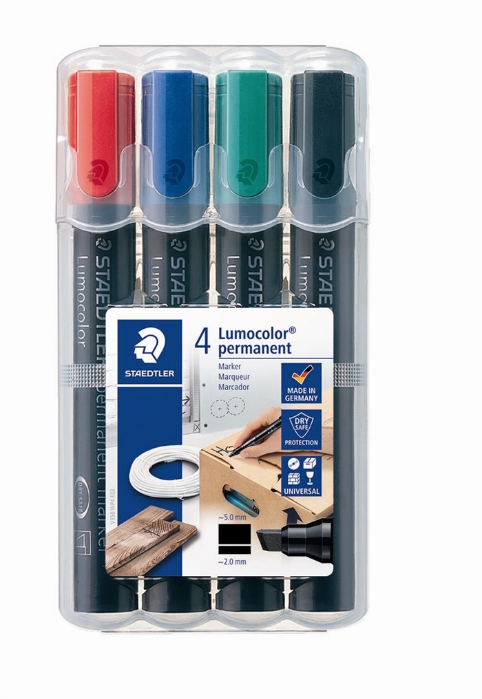 Маркер Staedtler Lumocolor Permanent скосен 2-5мм, асортимент (4)