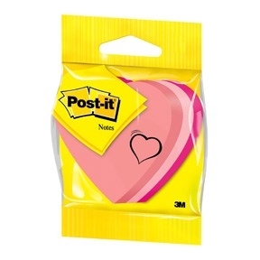 3M Post-it бележки 70 x 70 мм, \'\'сърце\'\' неон