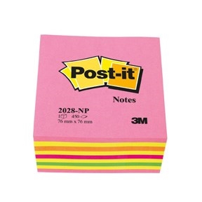 3M Post-it бележки 76 x 76 мм, кубблок Lollipop розов