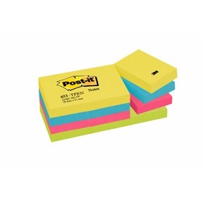 3M Post-it бележки 38 x 51 mm, Енергични - 12 опаковки