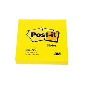 3M Post-it бележки 76 x 76 мм, неоново жълти