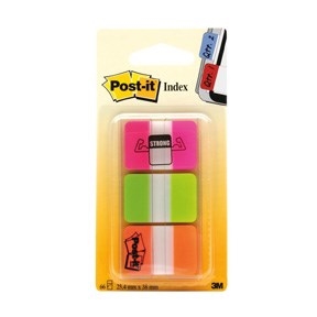 3M Post-it Indexfaner 25,4x38,1 Strong ass. неон - 3 опаковки