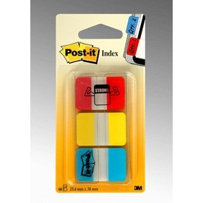 3M Post-it Индексфанер 25,4x38,1 Силни асортирани цветове - 3 опаковки