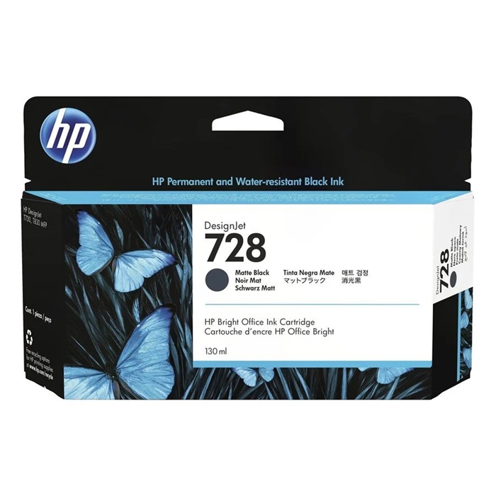 HP 728 130-ml Mat Black мастило за DesignJet принтер