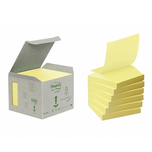 3M Post-it Z-Notes 76 x 76 мм, рециклирани жълти - 6 пакета