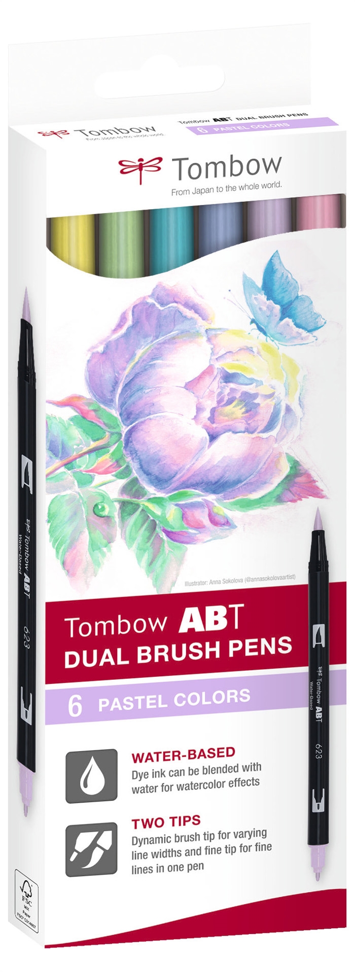 Tombow Marker ABT Dual Brush 6C-2 Пастел картон (6)