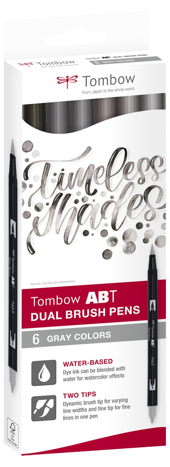 Томбоу маркер ABT Dual Brush 6C-6 сиви цветове картон (6)