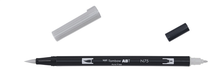 Tombow Маркер ABT Dual Brush N75 хладно сиво 3