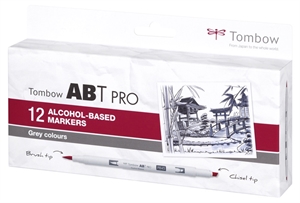 Маркер Tombow алкохолен ABT PRO Dual Brush 12P-3 Grey (12)