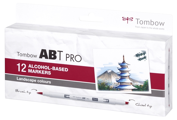 Маркер Tombow Alcohol ABT PRO с двойна четка 12P-4 Пейзаж (12)