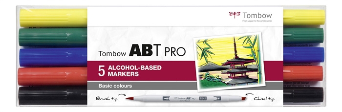 Tombow Marker алкохол ABT PRO Dual Brush 5P-1 Basic (5)