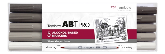 Tombow Маркер алкохолен ABT PRO Dual Brush 5P-3 Топъл сив (5)