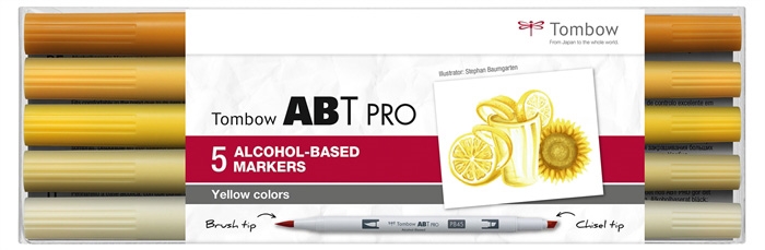 Tombow Marker алкохол ABT PRO Dual Brush 5P-5 Жълти цветове (5)