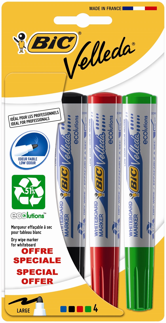 Bic Velleda бял маркер 1701 (4 цвята)