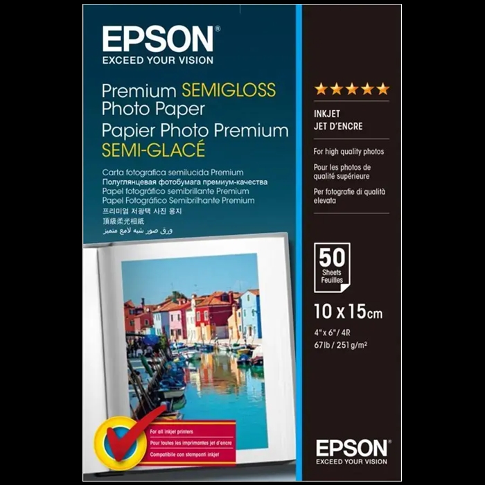 Epson Premium Полугланцова Фото Хартия - 10x15см - 50 листа