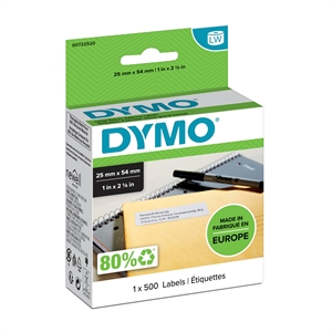 Dymo етикети за връщане 25 x 54 мм, перманентни бели, 500 бр.