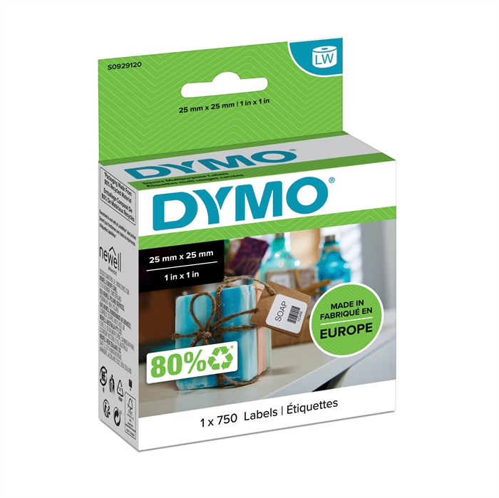 Етикетен принтер Dymo LabelWriter 25 мм x 25 мм многоцелеви стикери.