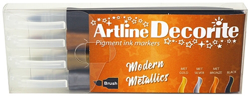 Artline Decorite brush Модерен металически комплект от 4 броя