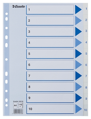 Esselte Регистр PP A4 1-10 бял