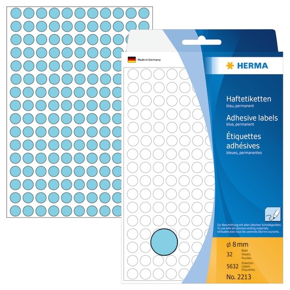 HERMA етикет ръчен ø8 син мм, 5632 бр.