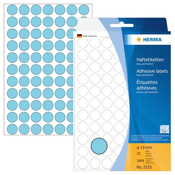 HERMA етикет ръчен ø13 син мм, 2464 бр.