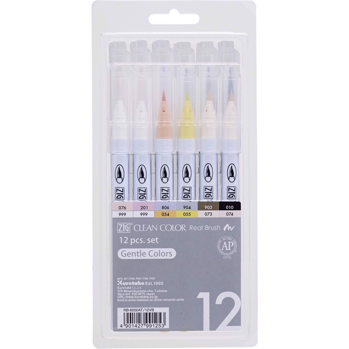 ZIG Clean Color Pensel Pen меки цветове комплект от 12 бр