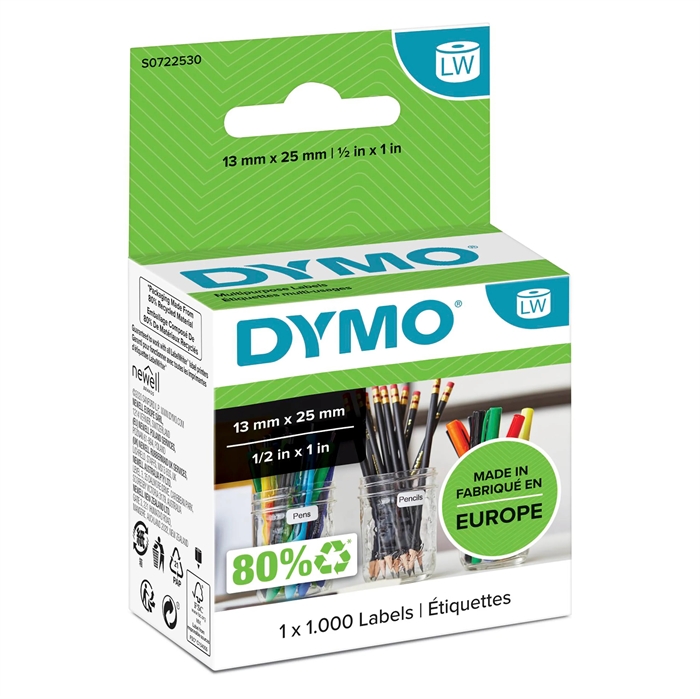 Dymo етикети Multi 25 x 13 двойно отстраняеми, бели (100 бр.)