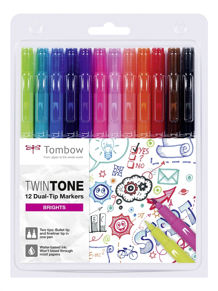 Tombow Маркер TwinTone ярък 0,3/0,8 (12)