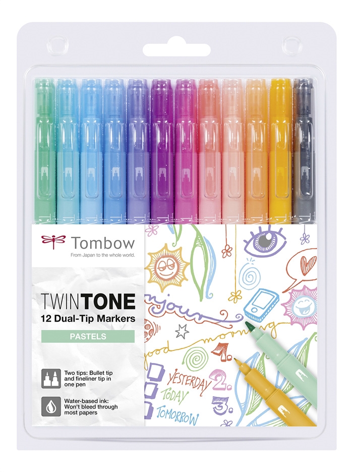 Tombow Marker TwinTone пастел 0,3/0,8 (12)