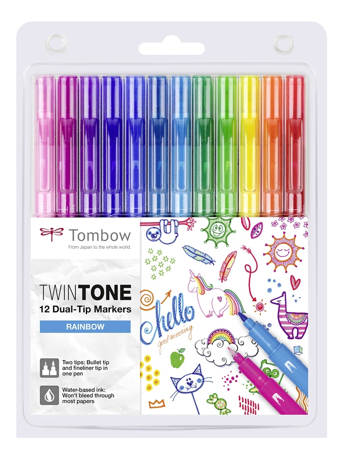 Tombow Маркери TwinTone Rainbow 0,3/0,8 (12)